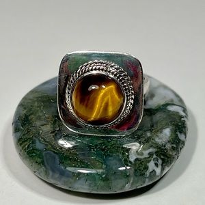 Tigers Eye ring sterling silver SZ 5.5